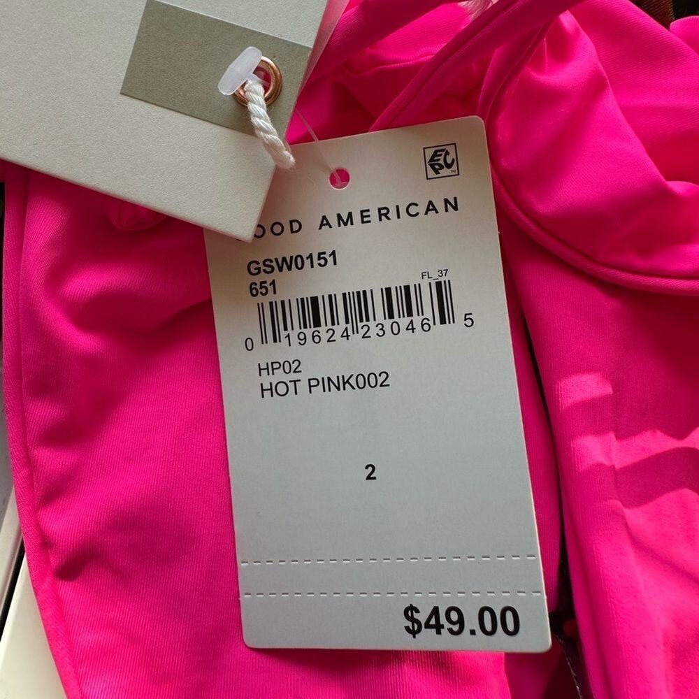 Good American Tiny Ties Bikini Bottom Hot Pink Size 2 Medium NWT - Picture 4 of 9